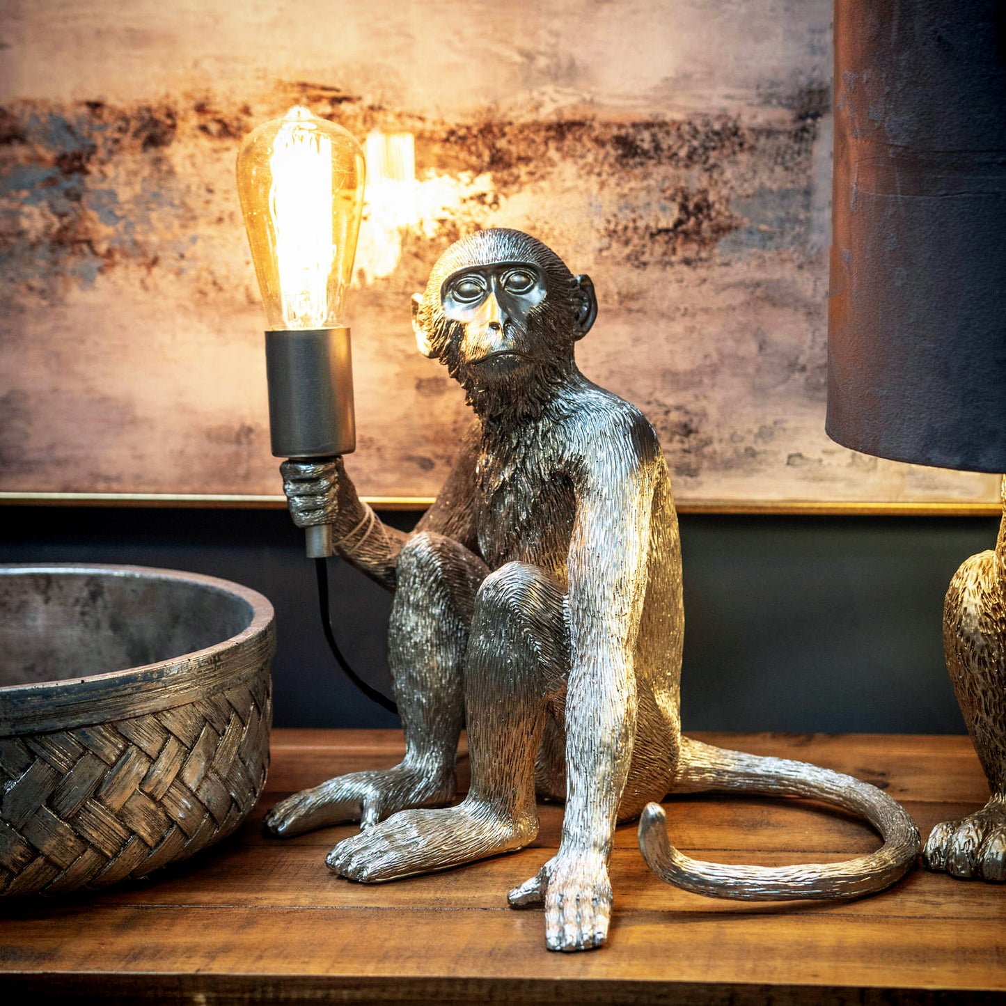 Ringo The Monkey Silver Table Lamp