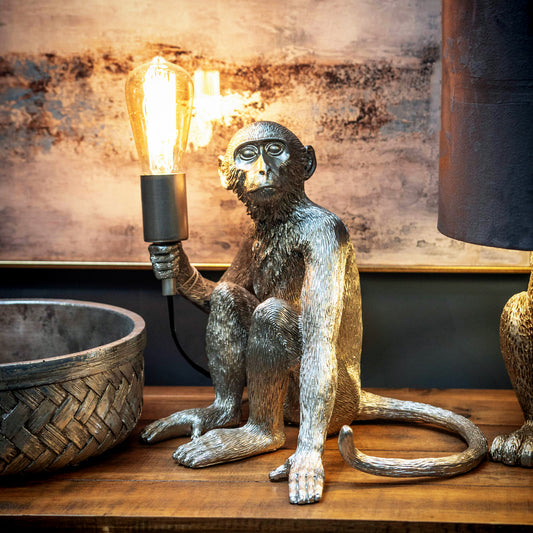 Ringo The Monkey Silver Table Lamp